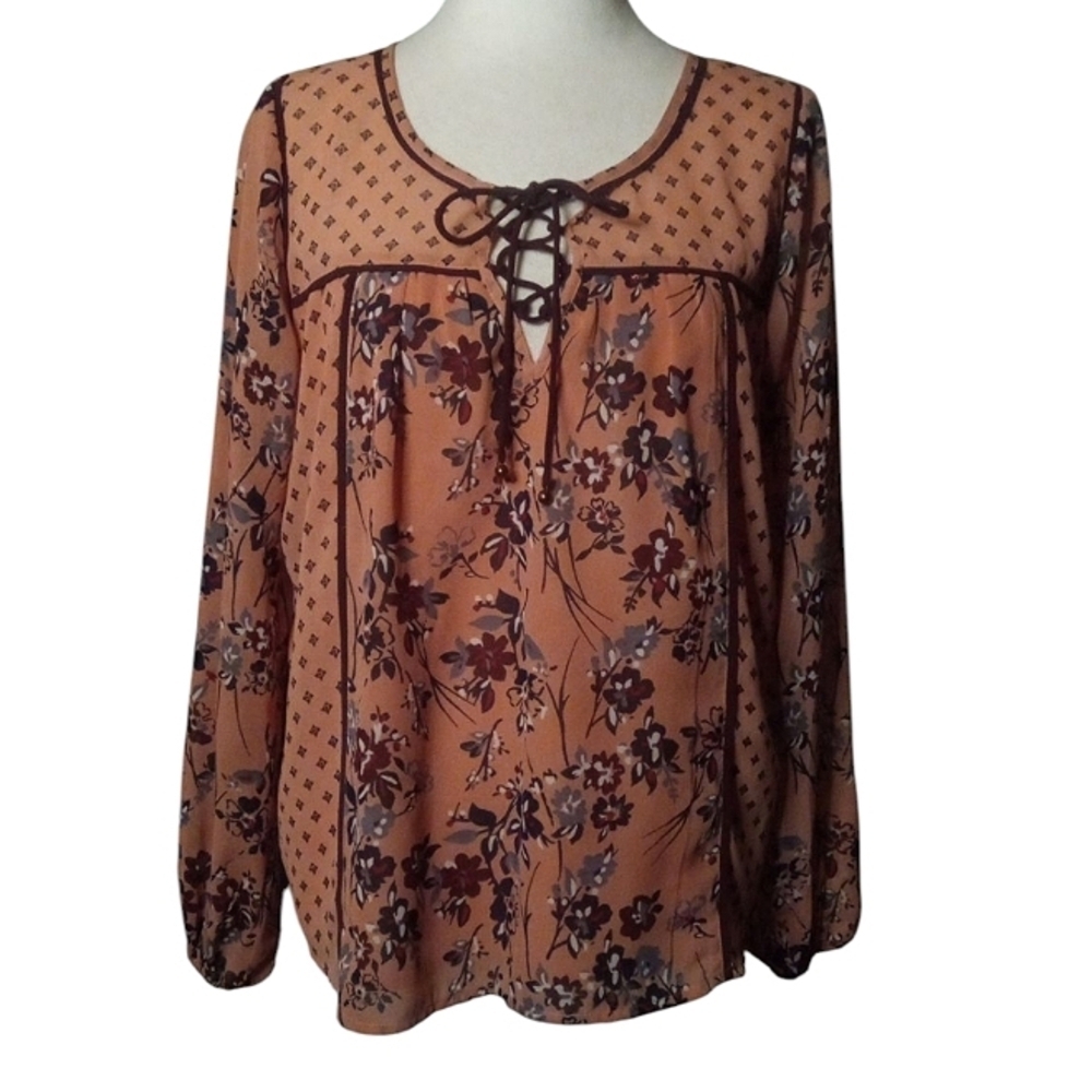 Abercrombie & Fitch 90's Y2K Style Peasant Floral Bohemian Blouse Size XS